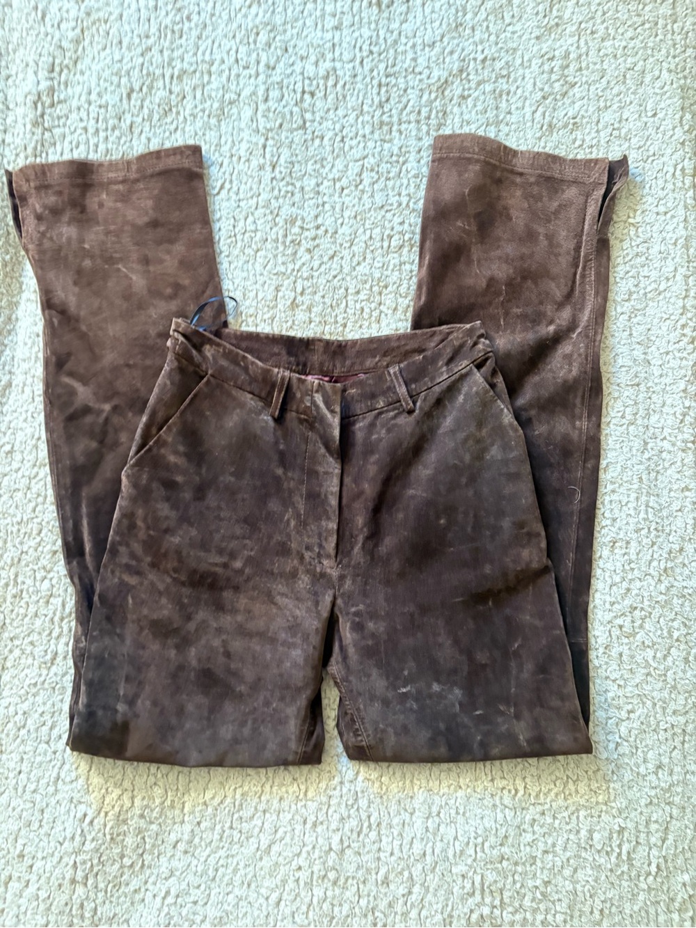 BEBE Vintage Dark Brown Suede Straight-Leg Pants